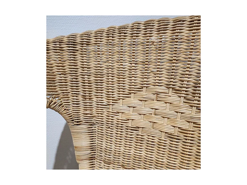 Lot 2 fauteuils de jardin rotin naturel tressé et accoudoirs - DARIA