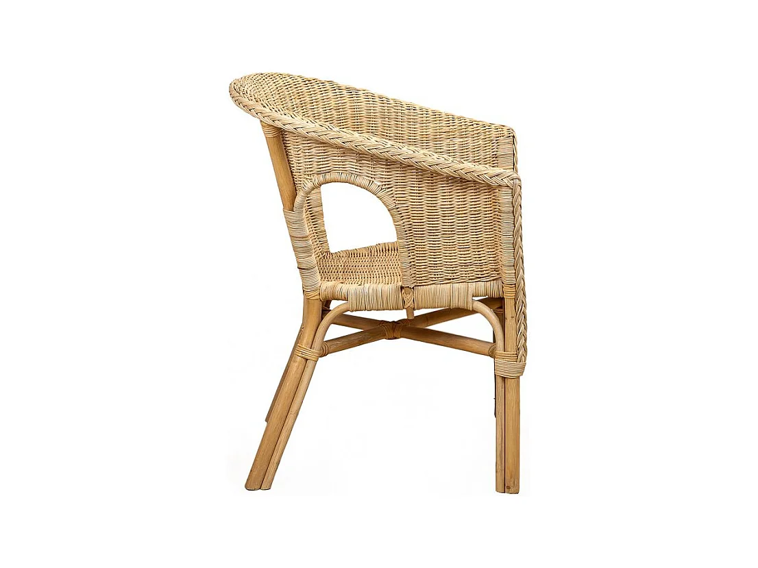 Lot 2 fauteuils de jardin rotin naturel tressé et accoudoirs - DARIA