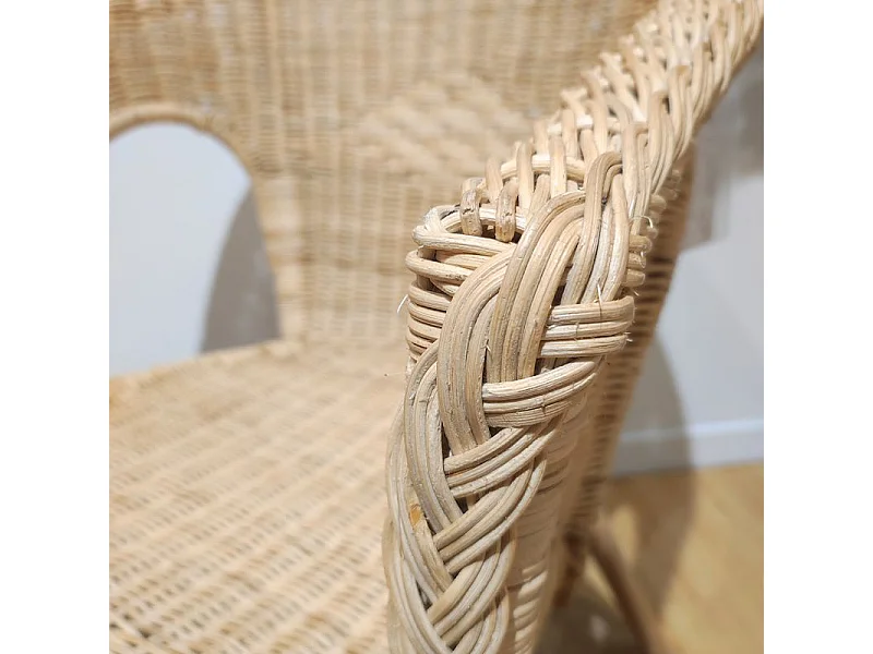 Lot 2 fauteuils de jardin rotin naturel tressé et accoudoirs - DARIA