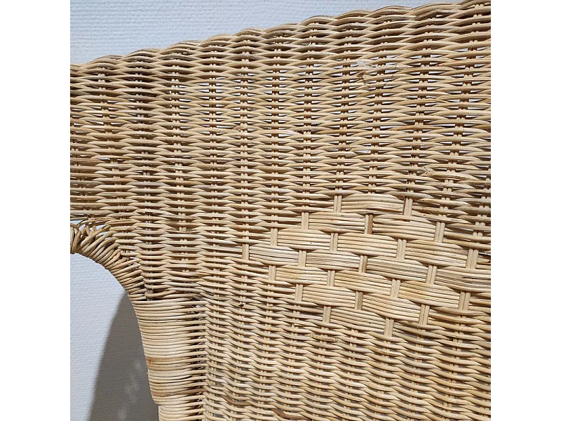 Lot 2 fauteuils de jardin rotin naturel tressé et accoudoirs - DARIA