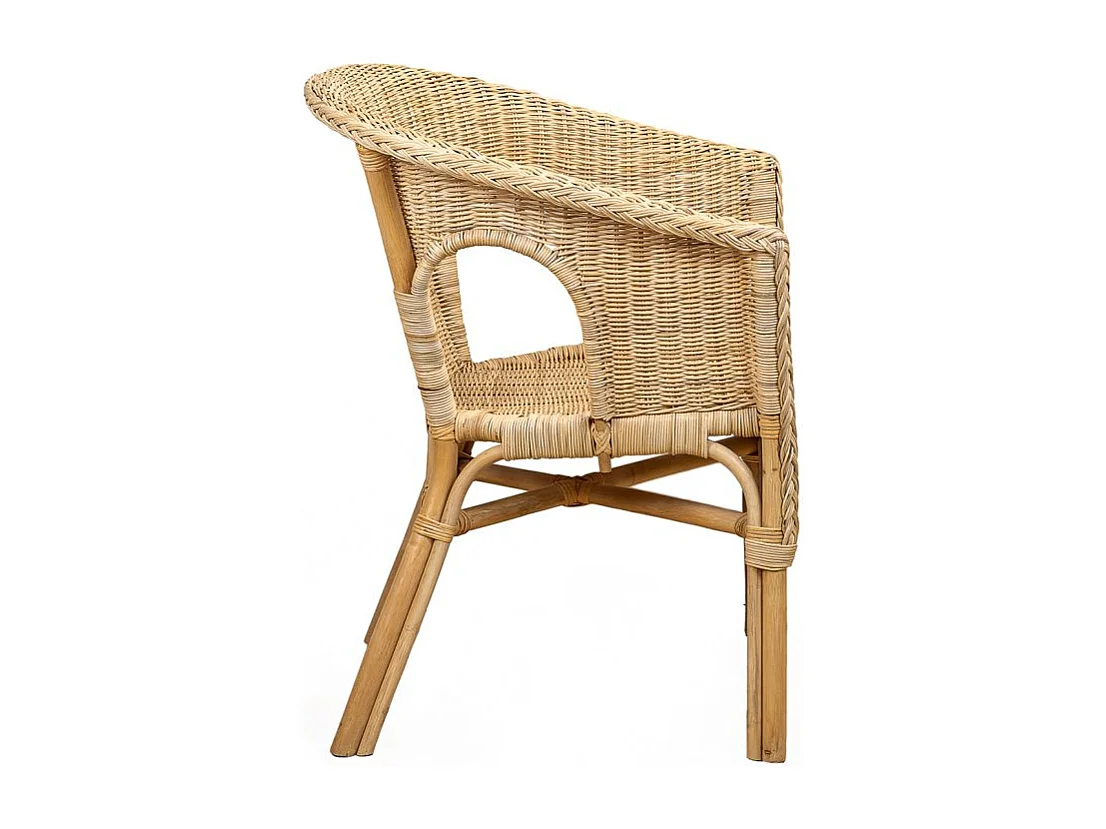 Lot 2 fauteuils de jardin rotin naturel tressé et accoudoirs - DARIA