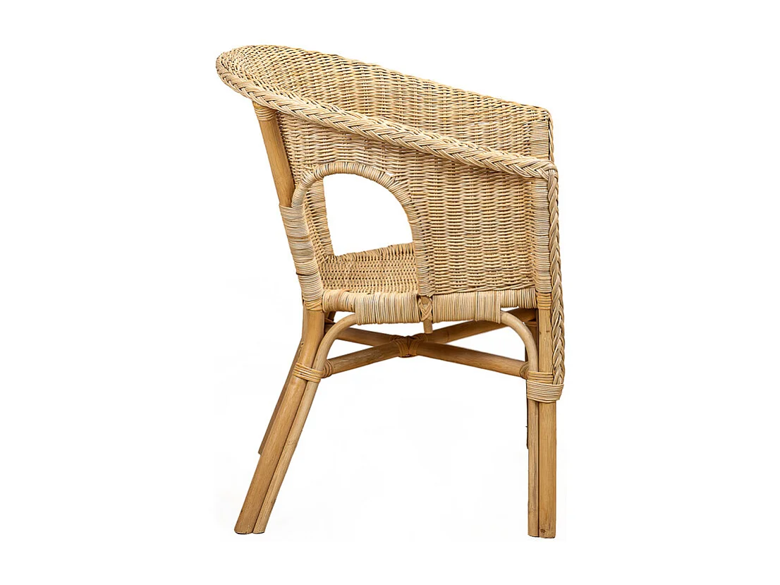 Fauteuil de jardin en rotin naturel tressé avec accoudoirs - DARIA