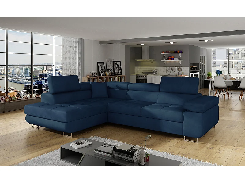 Ecksofa Rondon L/Stoffbezug/Blau
