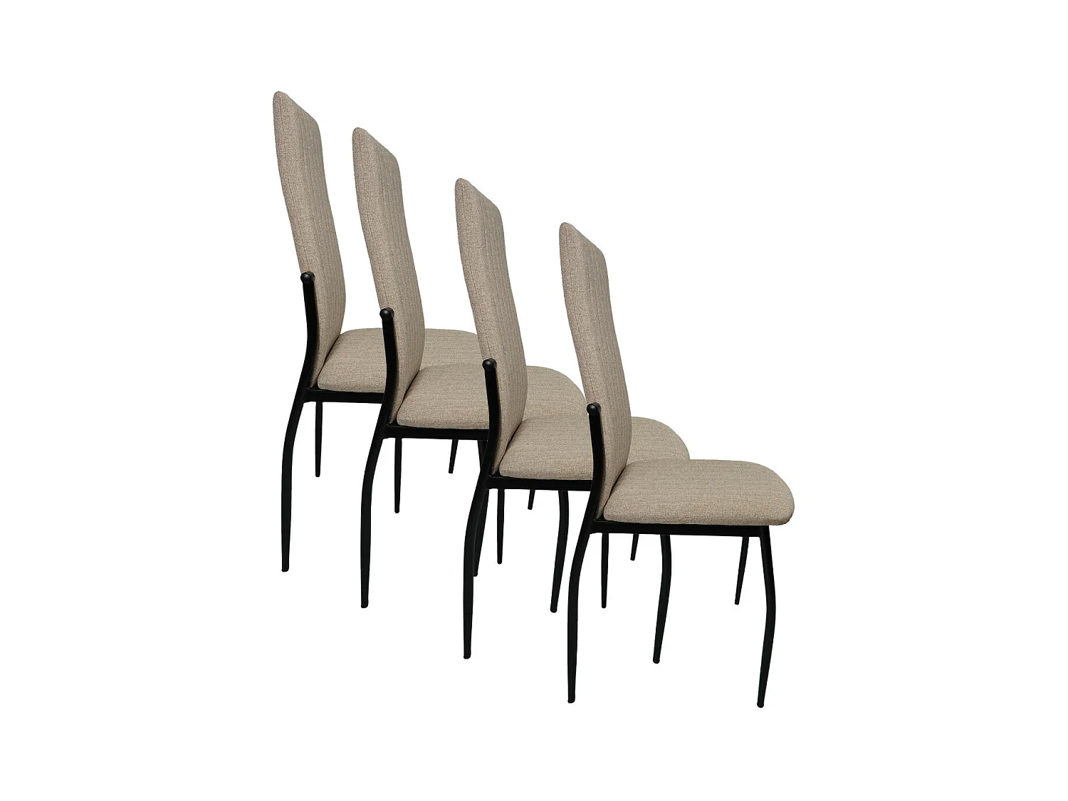 Pack de 4 sillas de 100x43x49 cm tapizadas en color beige y patas negras Tasya