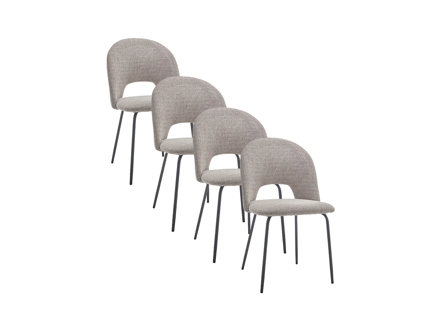 Pack de 4 sillas de comedor de 87x51x52 cm de tela en color beige jaspeado Cecile