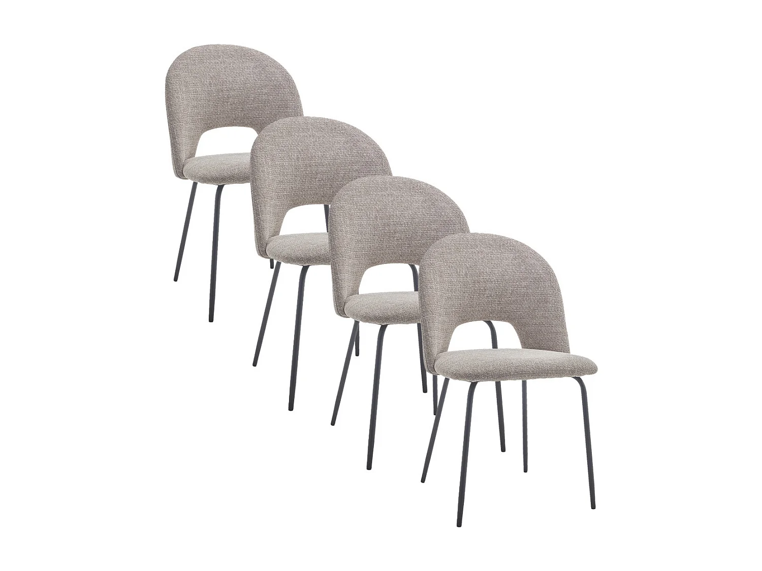 Pack de 4 sillas de comedor de 87x51x52 cm de tela en color beige jaspeado Cecile