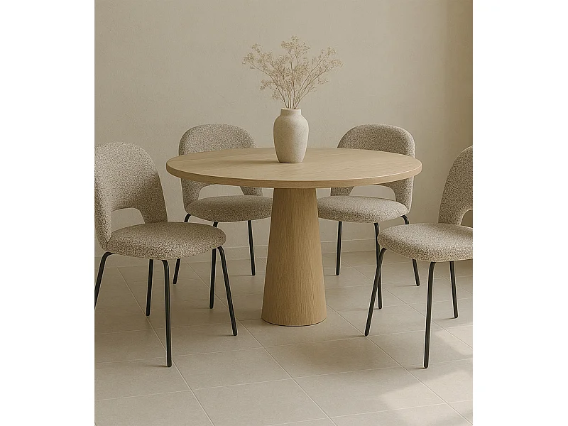 Pack de 4 sillas de comedor de 87x51x52 cm de tela en color beige jaspeado Cecile