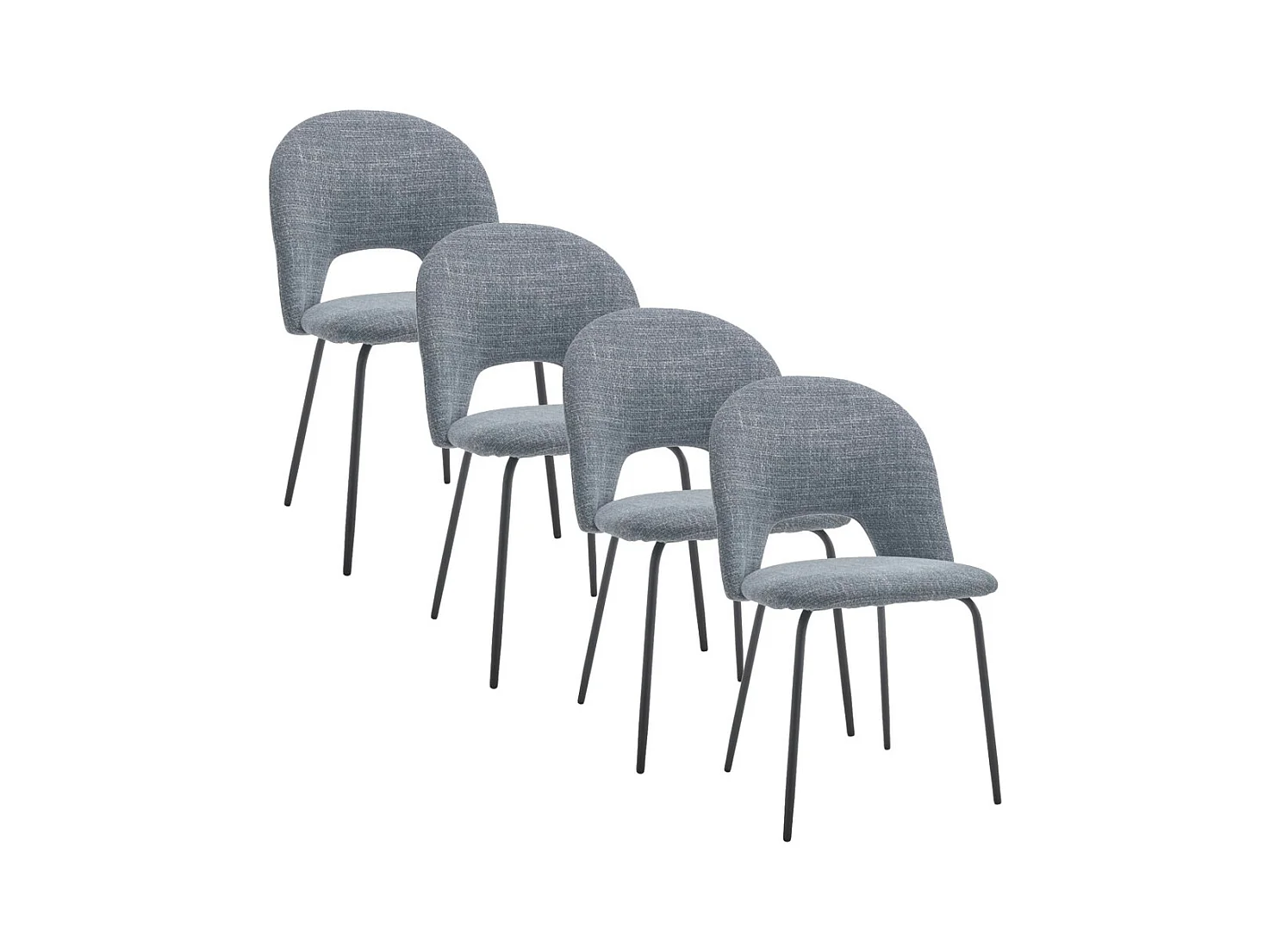Pack de 4 sillas de comedor de 87x51x52 cm de tela en color gris jaspeado Cecile