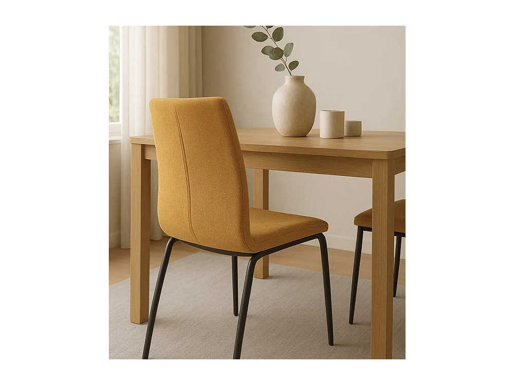 Pack de 4 sillas de 97x43x54 cm en polipiel en color mostaza y patas negras Ingrid