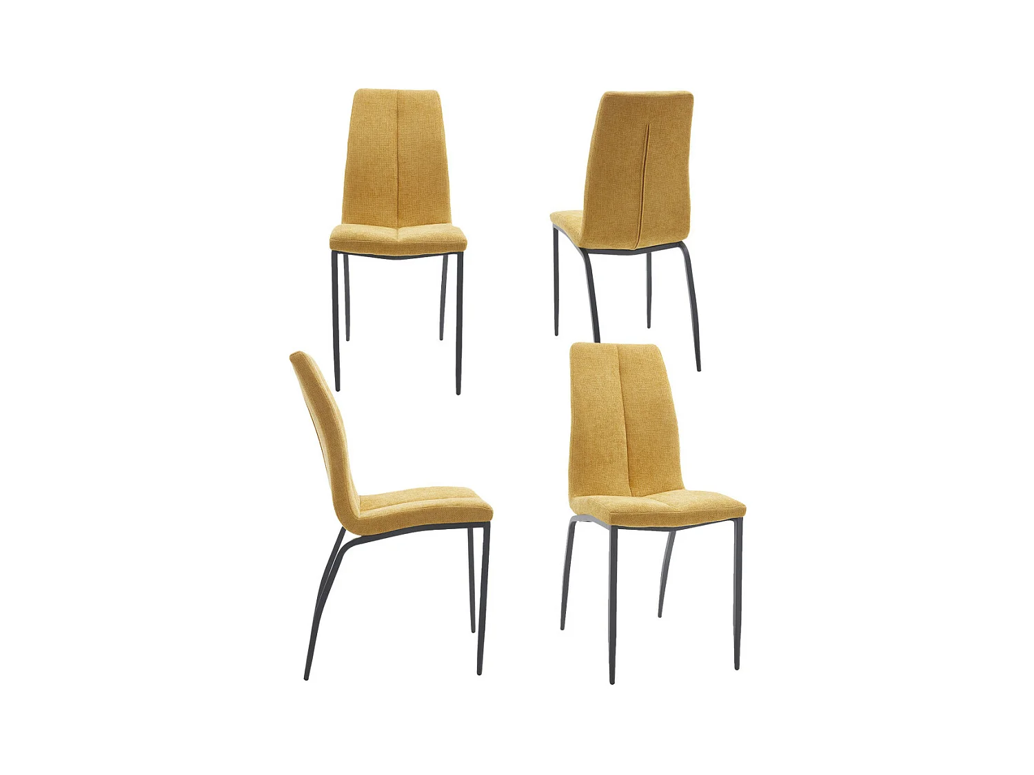 Pack de 4 sillas de 97x43x54 cm en polipiel en color mostaza y patas negras Ingrid