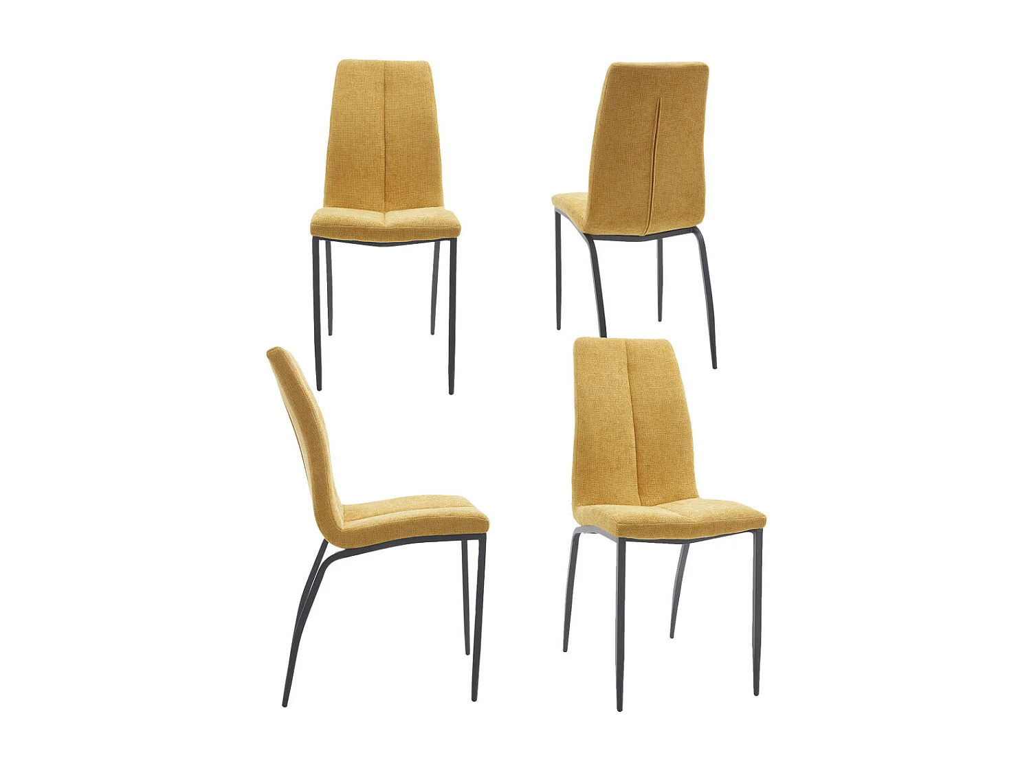 Pack de 4 sillas de 97x43x54 cm en polipiel en color mostaza y patas negras Ingrid