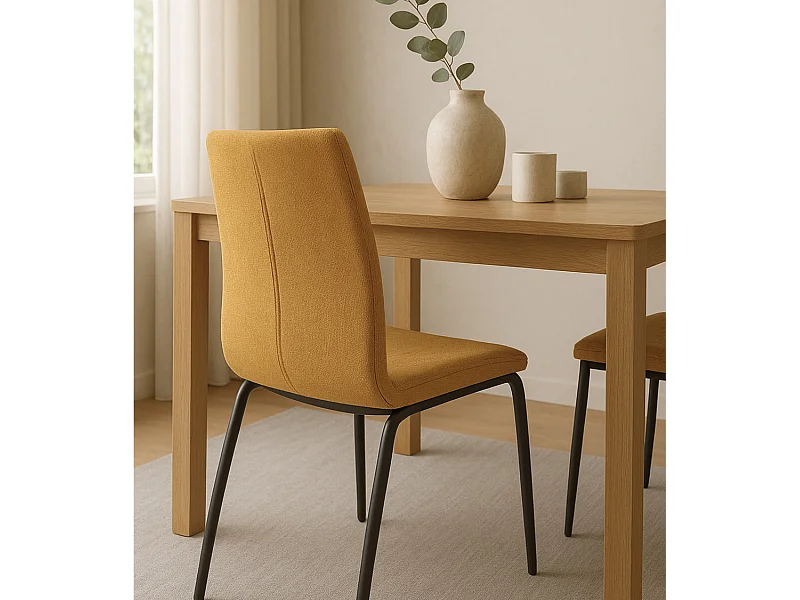 Pack de 4 sillas de 97x43x54 cm en polipiel en color mostaza y patas negras Ingrid