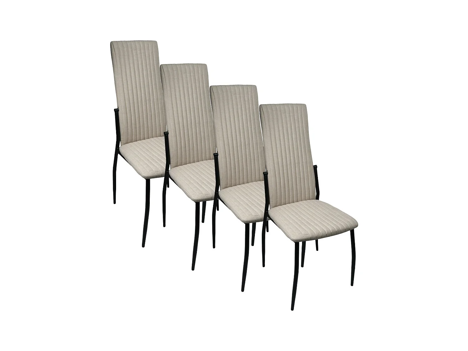 Pack de 4 sillas de 100x43x49 cm tapizadas en color arena y patas negras Tasya