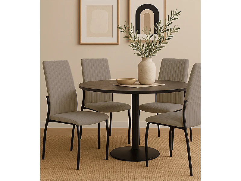 Pack de 4 sillas de 100x43x49 cm tapizadas en color arena y patas negras Tasya