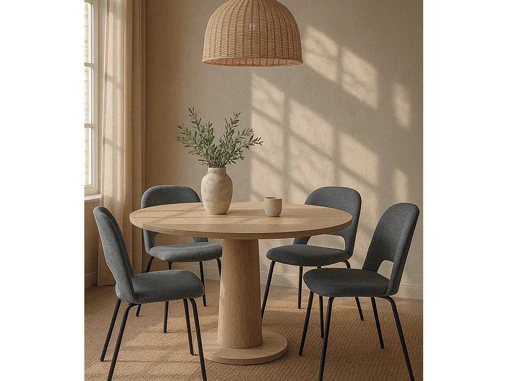 Pack de 4 sillas de comedor de 87x51x52 cm de tela en color azul jaspeado Cecile