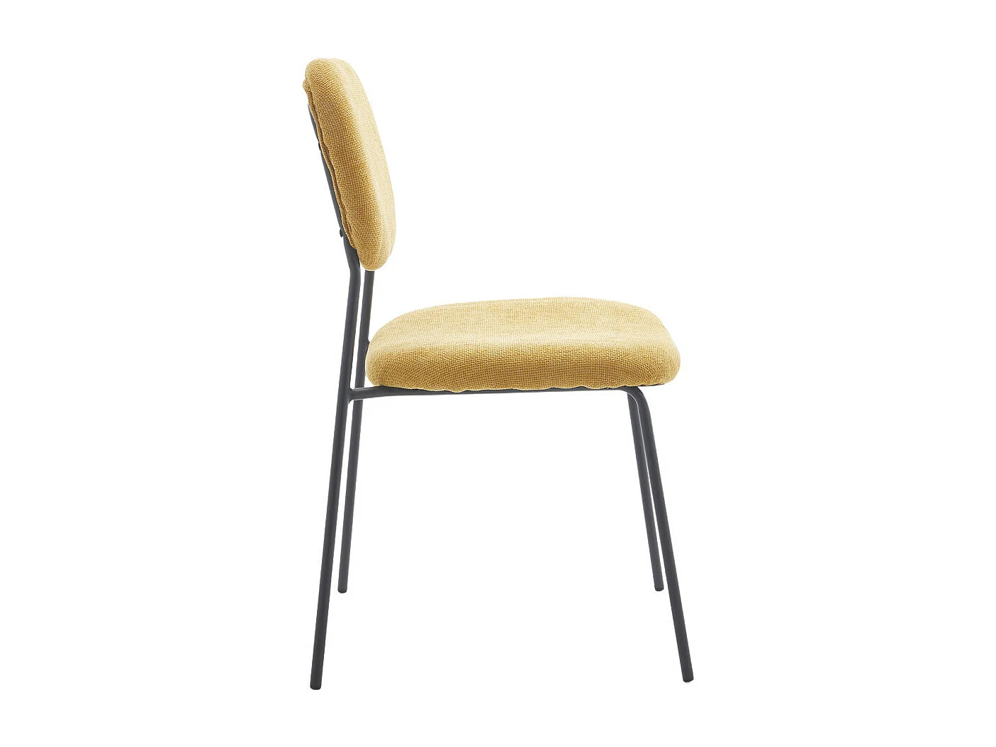 Pack de 4 sillas de 84x50x43 cm de tela en color mostaza y con patas negras metálicas Tull