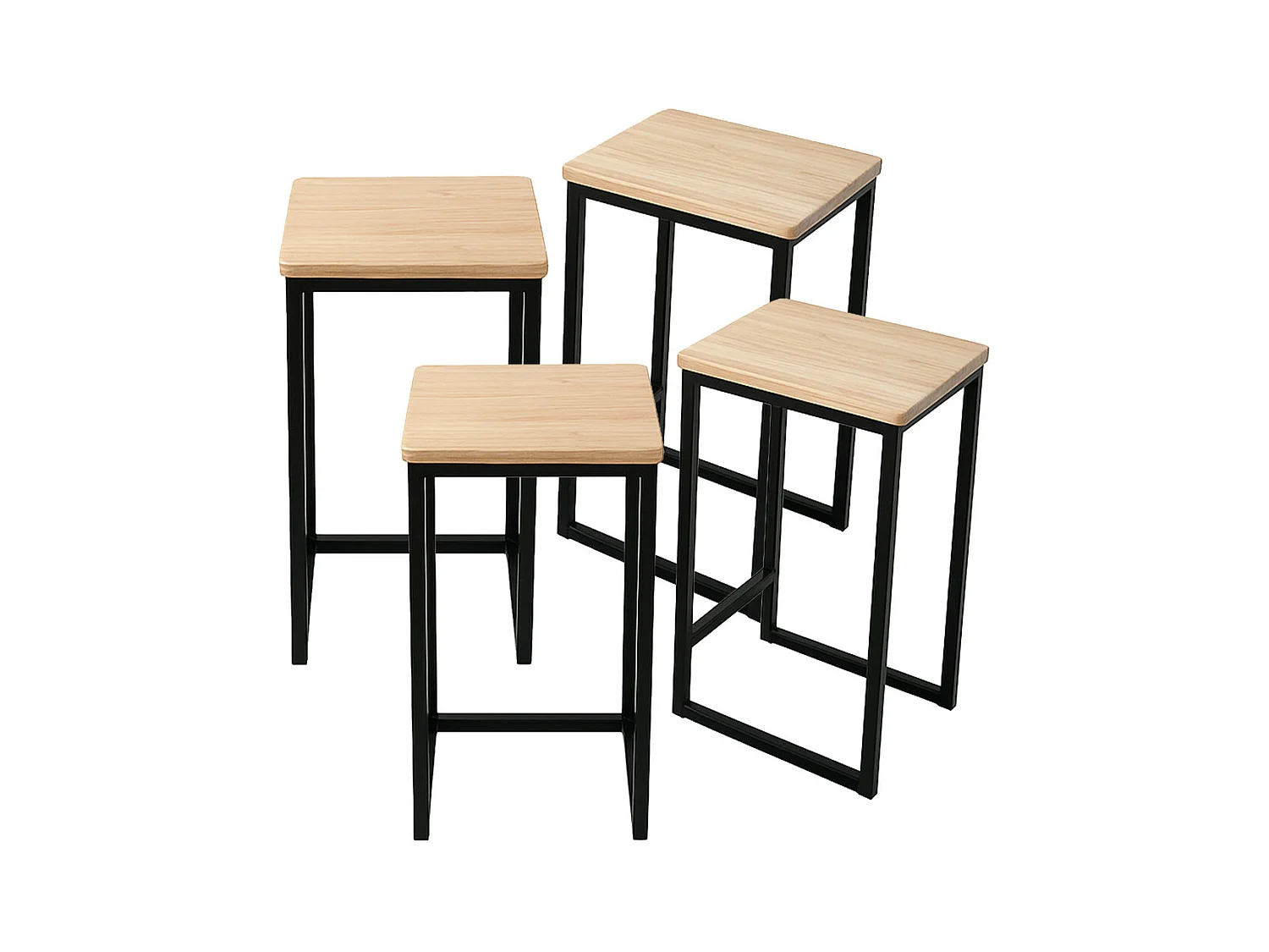 Pack de mesa alta con 4 taburetes altos de 86/60x60/30x100/43 cm en color beige Degano