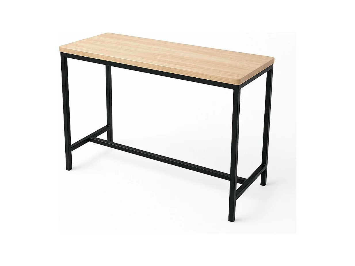 Pack de mesa alta con 4 taburetes altos de 86/60x60/30x100/43 cm en color beige Degano