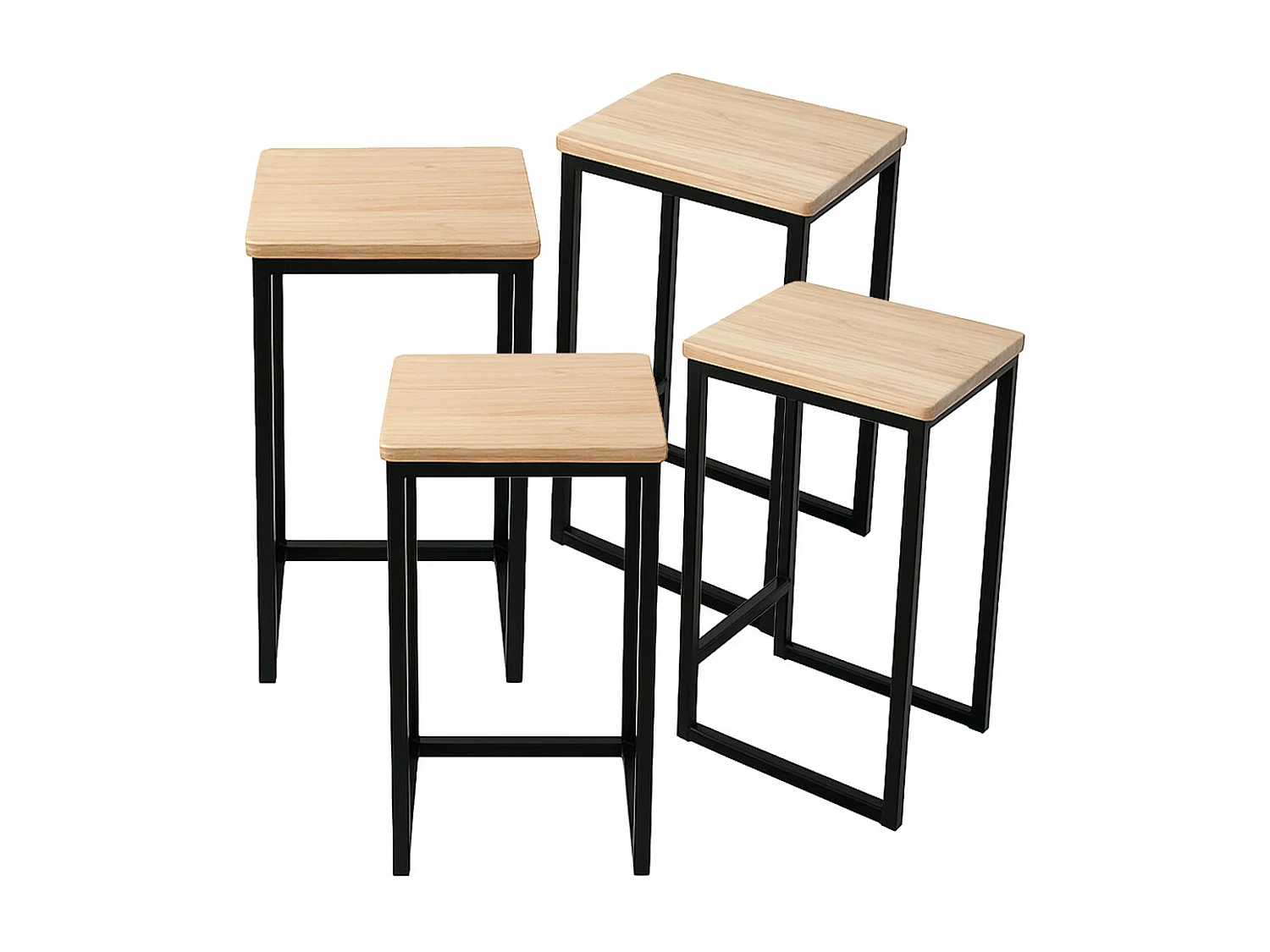 Pack de mesa alta con 4 taburetes altos de 86/60x60/30x100/43 cm en color beige Degano