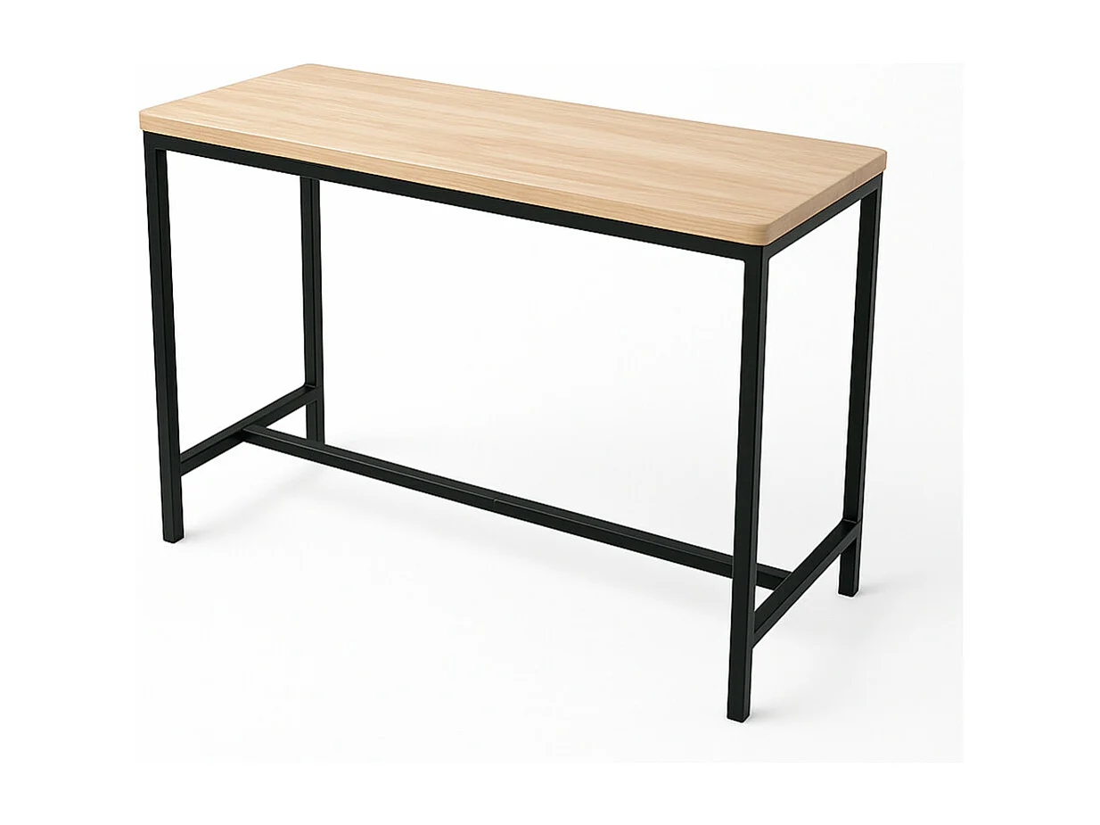 Pack de mesa alta con 4 taburetes altos de 86/60x60/30x100/43 cm en color beige Degano