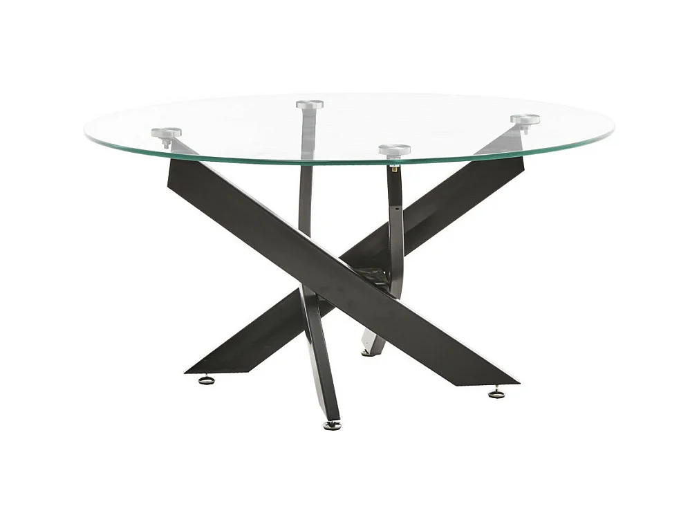 Mesa de centro redonda de 80x40 cm en color transparente y patas negras Dan