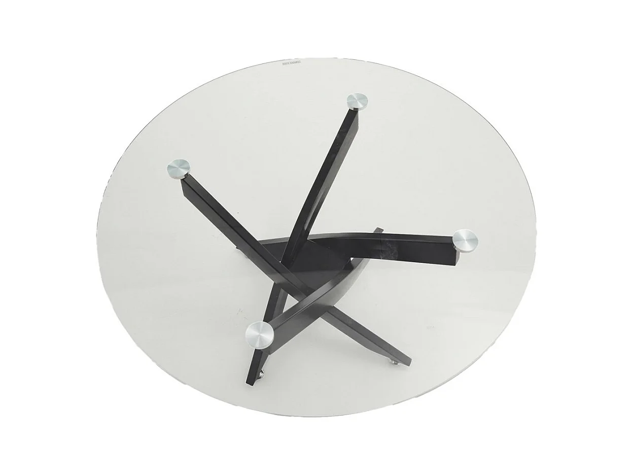 Mesa de centro redonda de 80x40 cm en color transparente y patas negras Dan