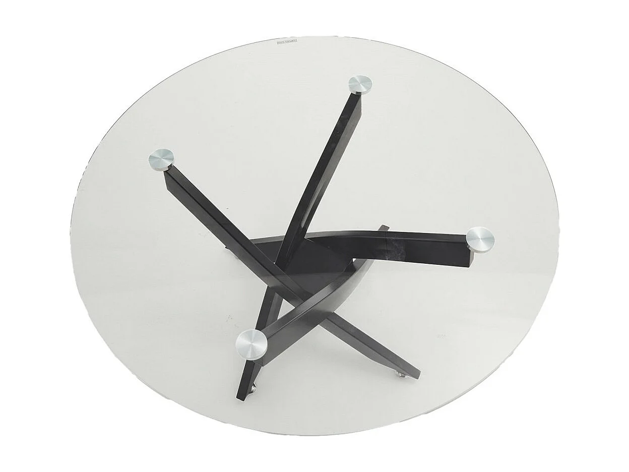 Mesa de centro redonda de 80x40 cm en color transparente y patas negras Dan