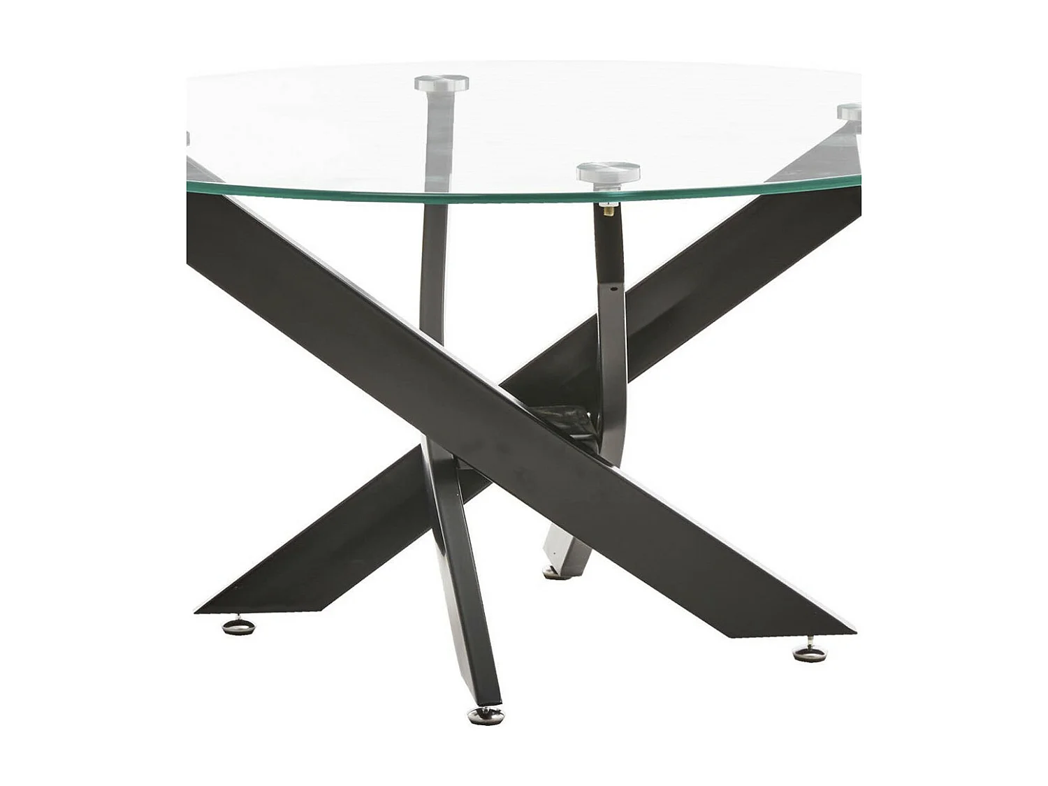 Mesa de centro redonda de 80x40 cm en color transparente y patas negras Dan