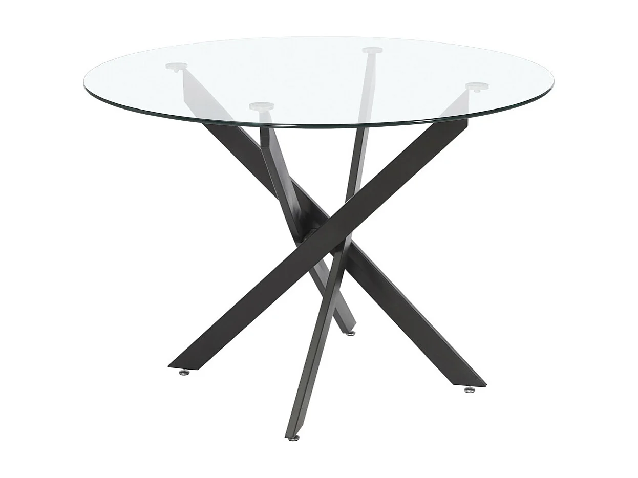 Mesa de comedor redonda de 110x73 cm en color transparente y patas negras Dan