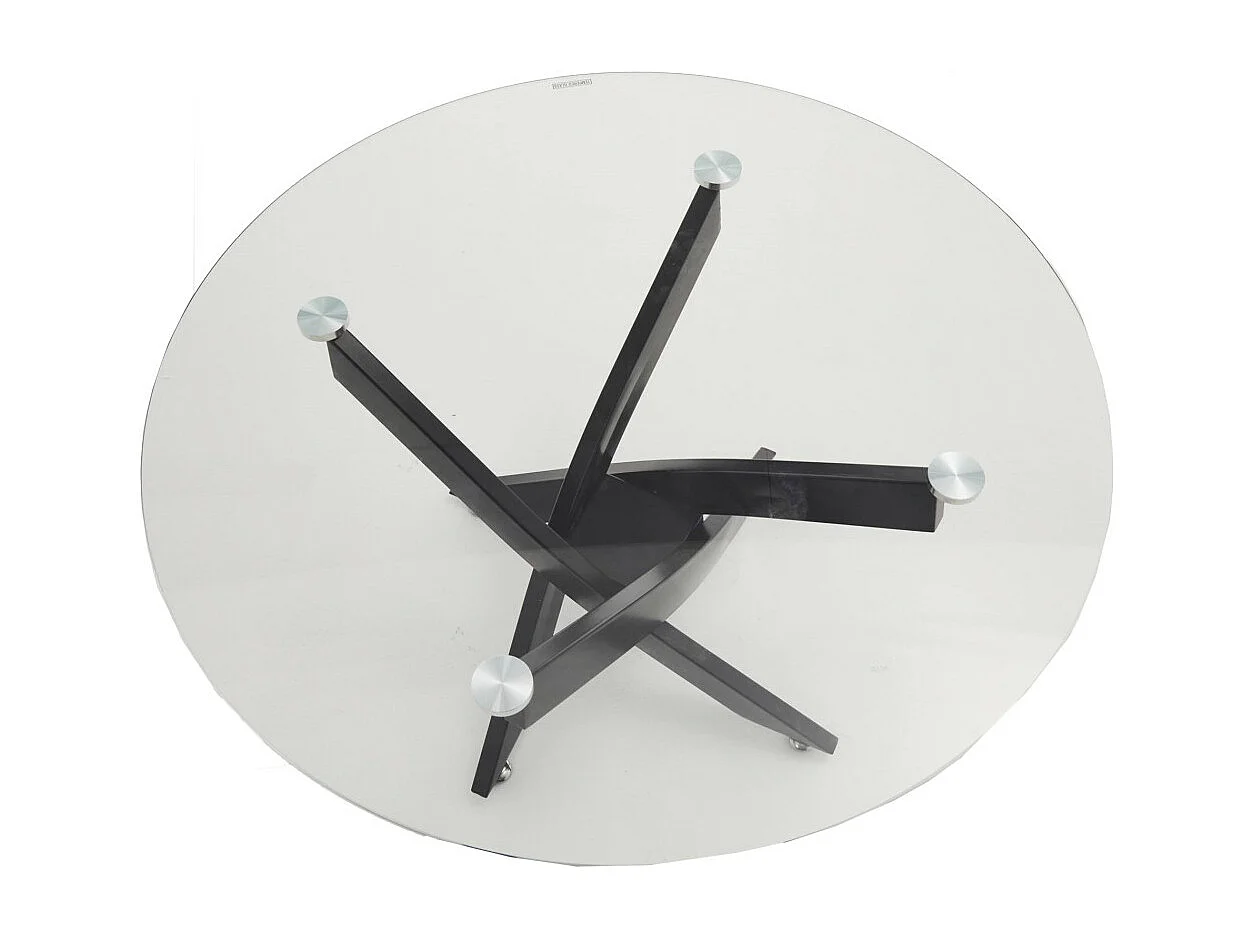 Mesa de comedor redonda de 110x73 cm en color transparente y patas negras Dan