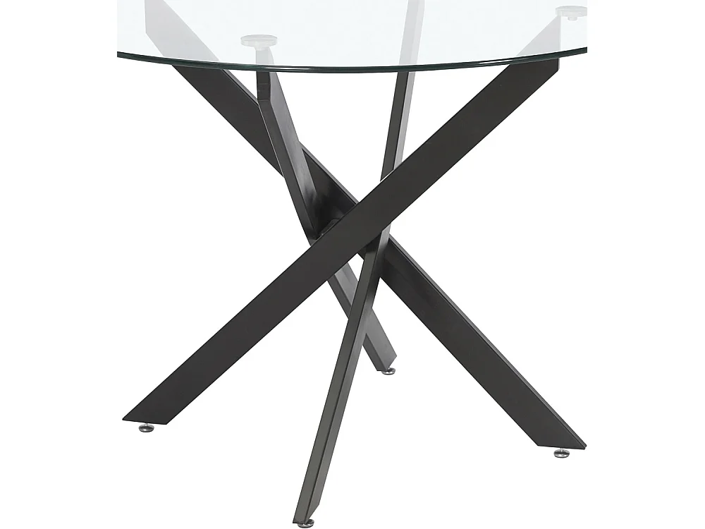 Mesa de comedor redonda de 110x73 cm en color transparente y patas negras Dan
