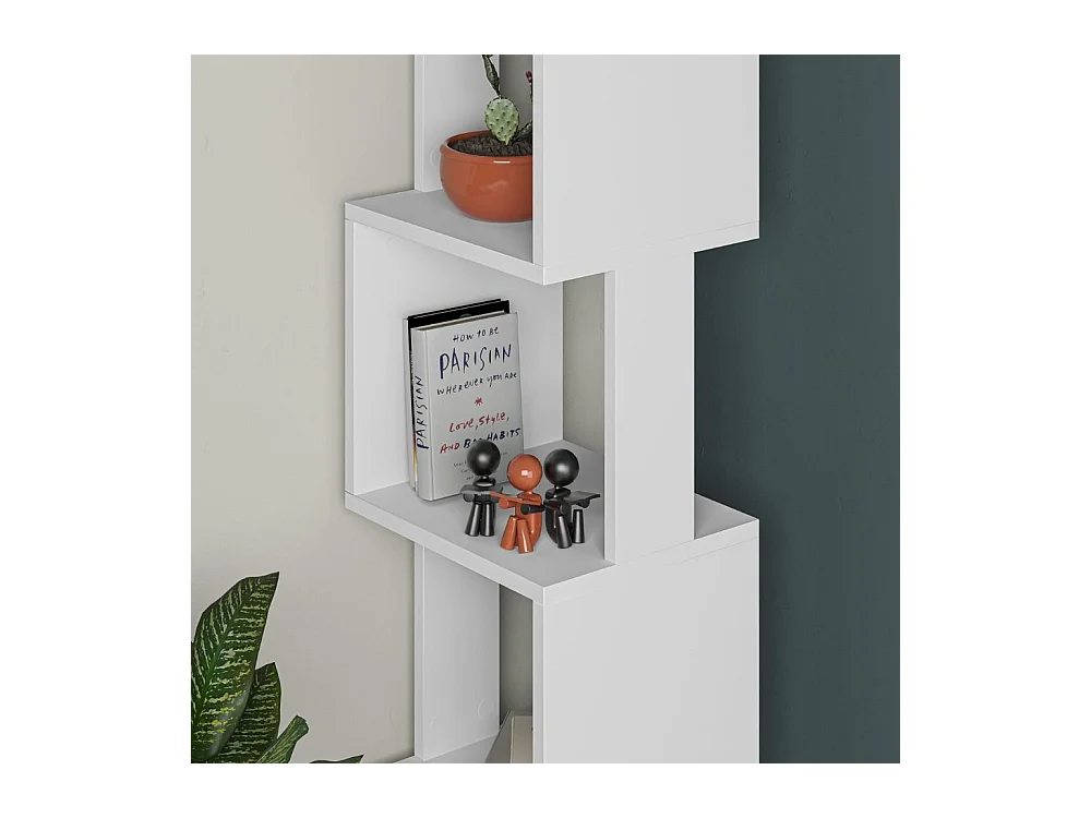 Libreria a cubo Piri bianca con 5 Ripiani 35x30x161H – Design geometrico e funzionalità