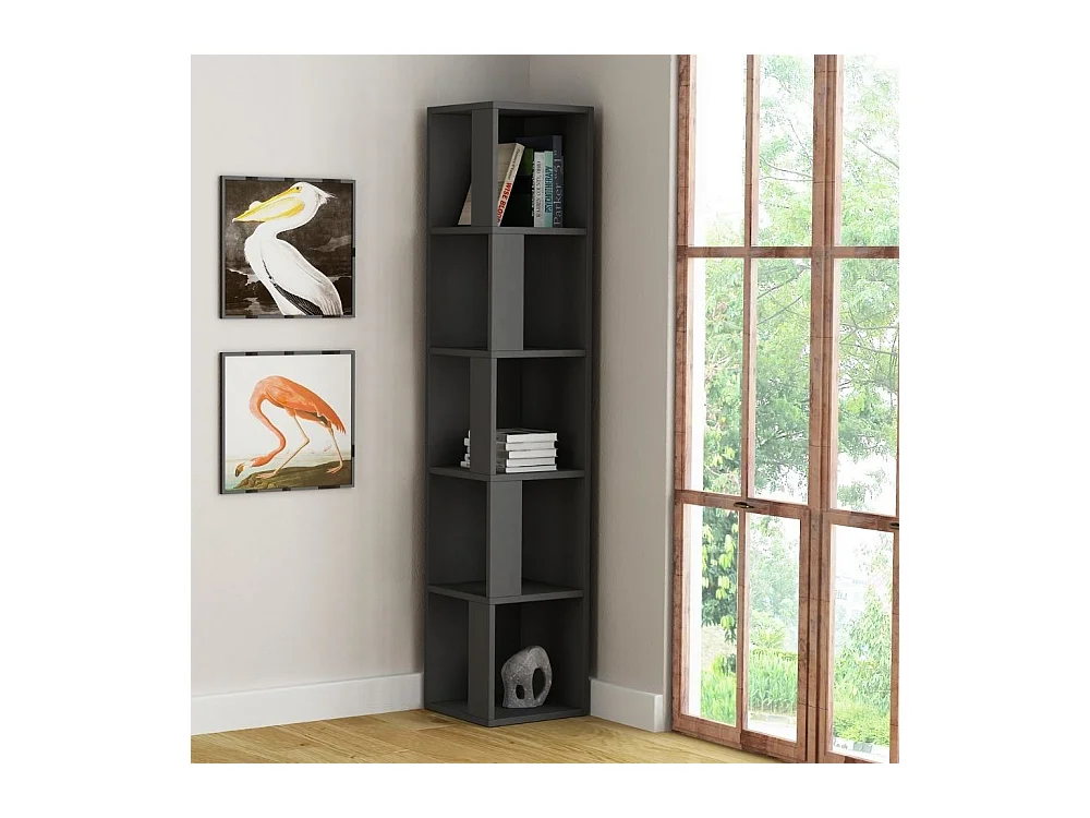 Libreria angolare 5 ripiani Piano 31,4x31,4x158,9 colore antracite