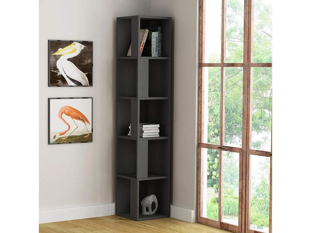 Libreria angolare 5 ripiani Piano 31,4x31,4x158,9 colore antracite
