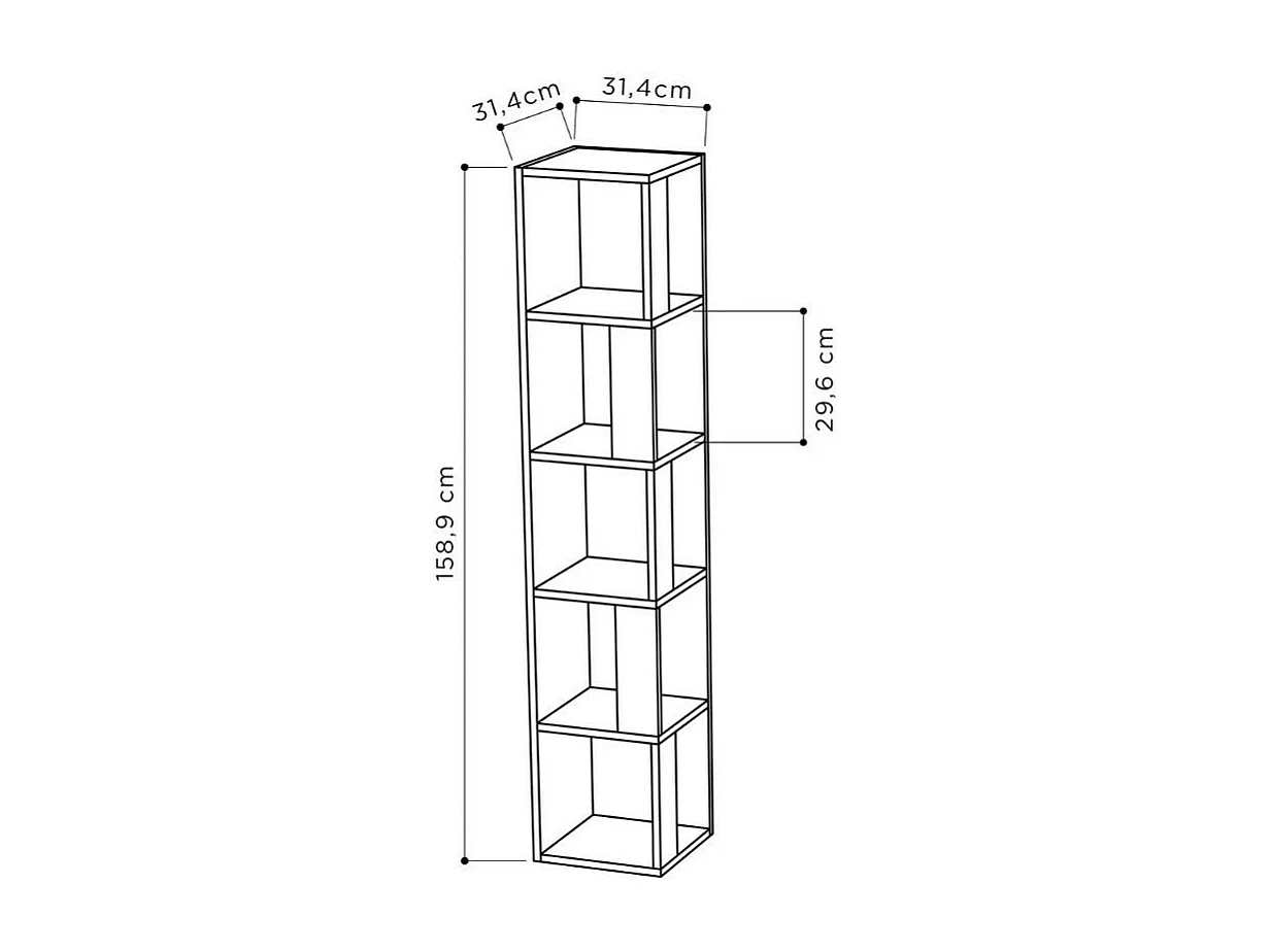 Libreria angolare 5 ripiani Piano 31,4x31,4x158,9 colore antracite