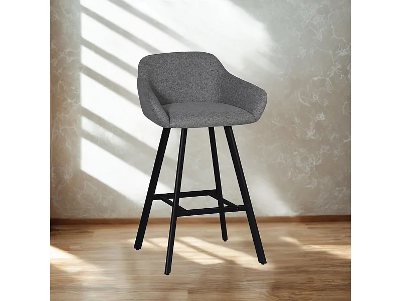 Sgabello Mey grigio cenere con seduta imbottita e gambe in metallo nero – Eleganza e comfort per la zona snack