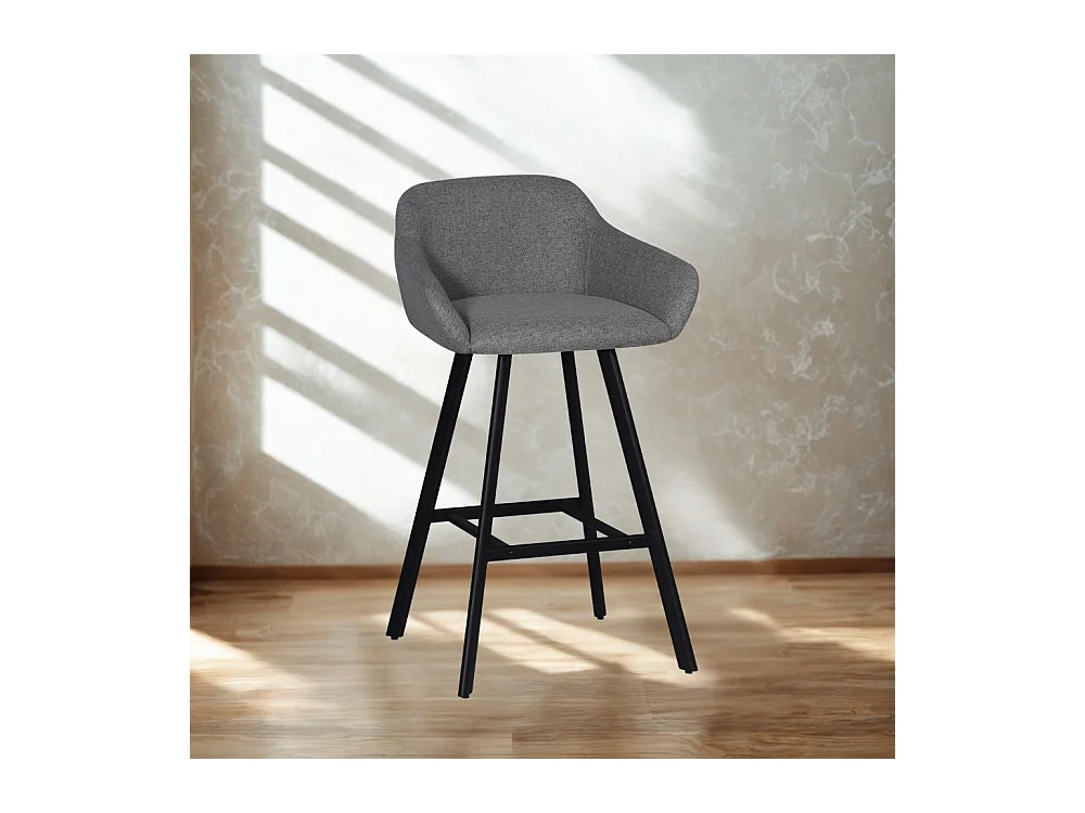 Sgabello Mey grigio cenere con seduta imbottita e gambe in metallo nero – Eleganza e comfort per la zona snack