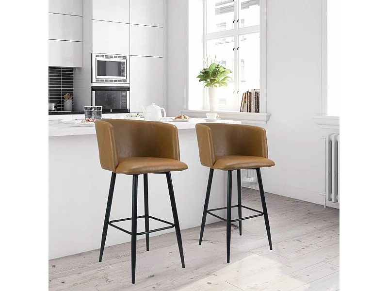 Sgabello con schienale avvolgente in ecopelle tortora e struttura in metallo nero opaco Limin