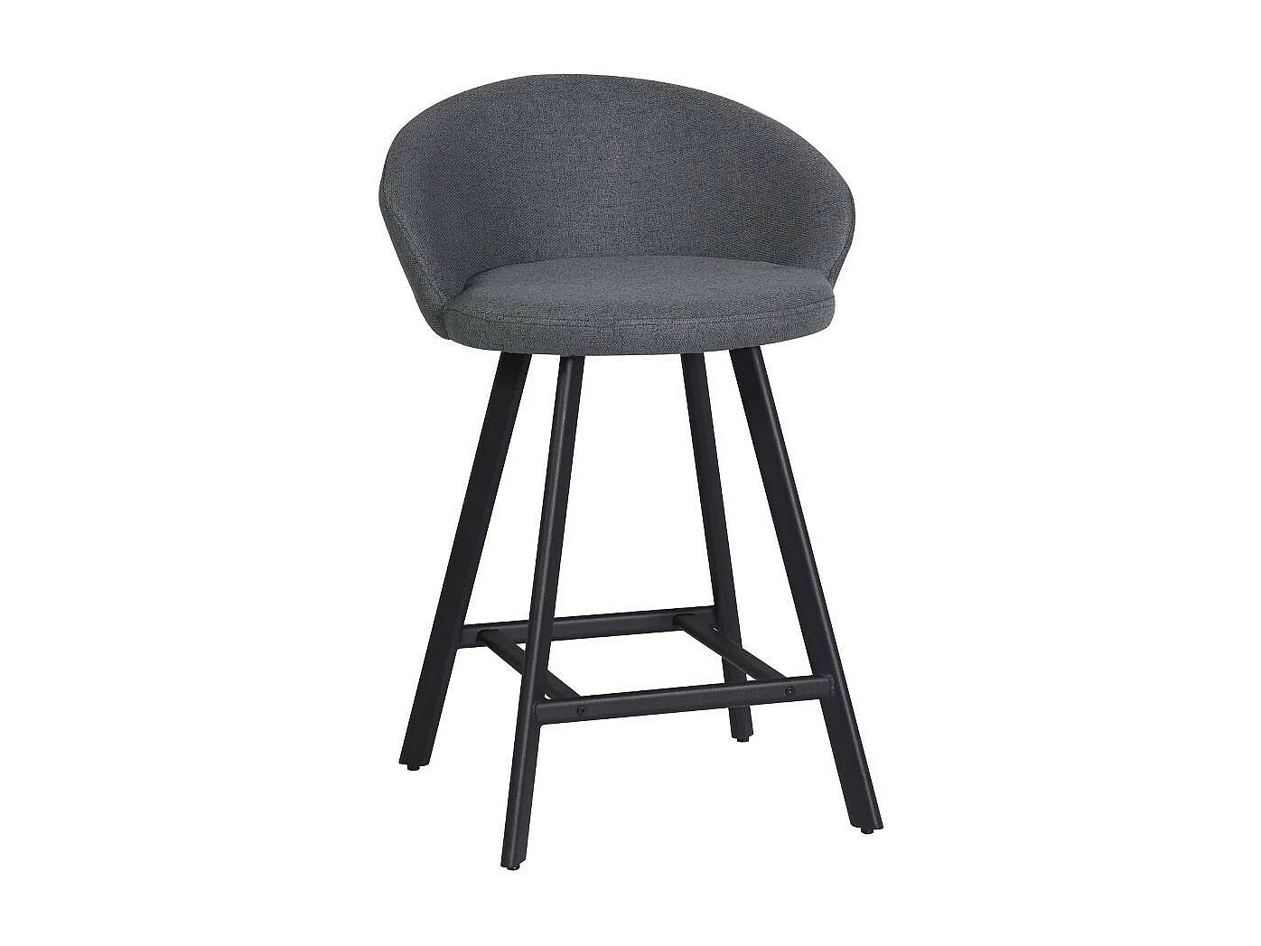 Sgabello Saki con seduta imbottita in tessuto grigio e gambe nere – Comfort compatto per ambienti moderni