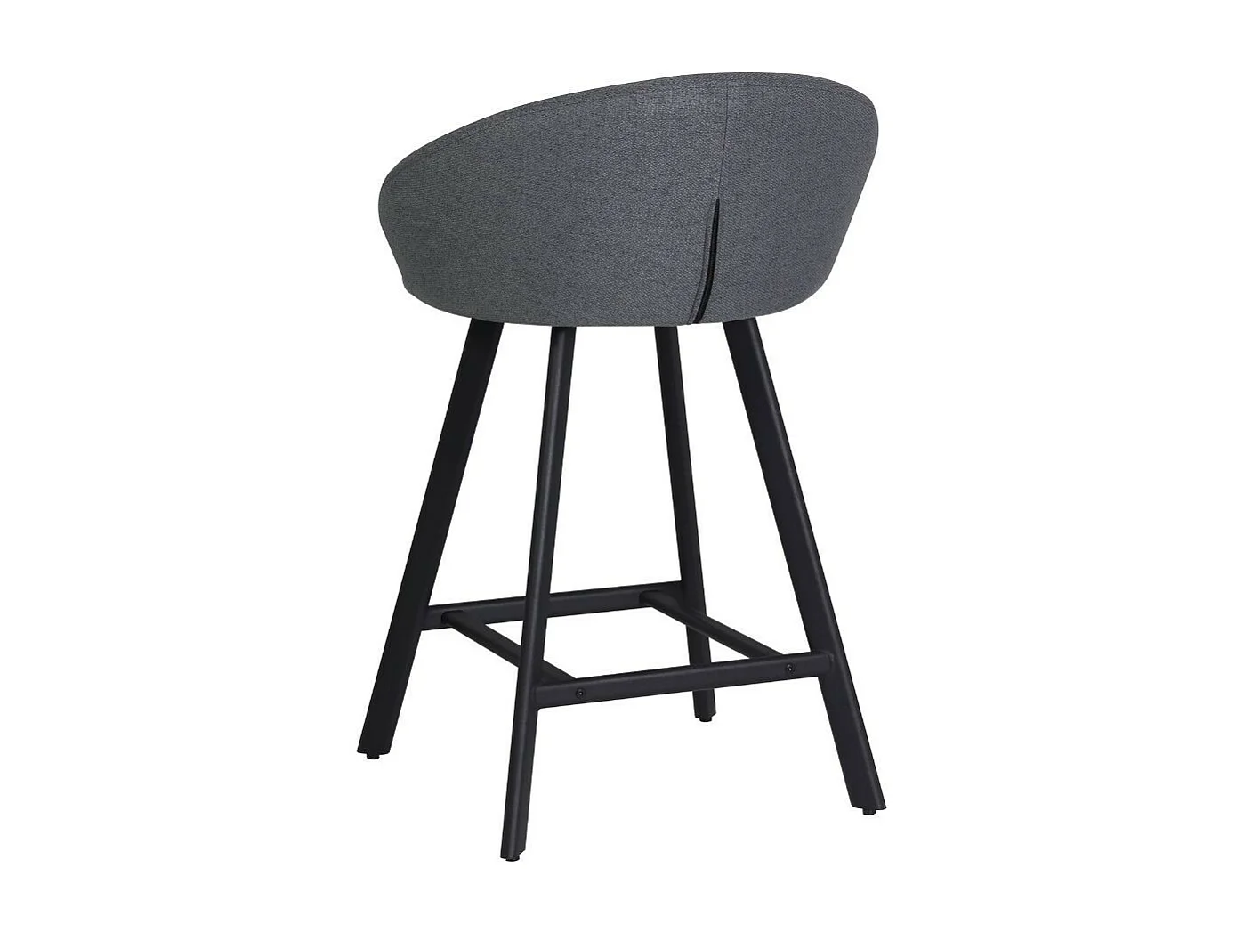 Sgabello Saki con seduta imbottita in tessuto grigio e gambe nere – Comfort compatto per ambienti moderni