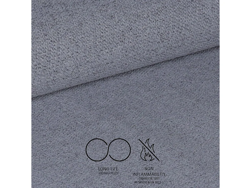 Sgabello Saki con seduta imbottita in tessuto grigio e gambe nere – Comfort compatto per ambienti moderni