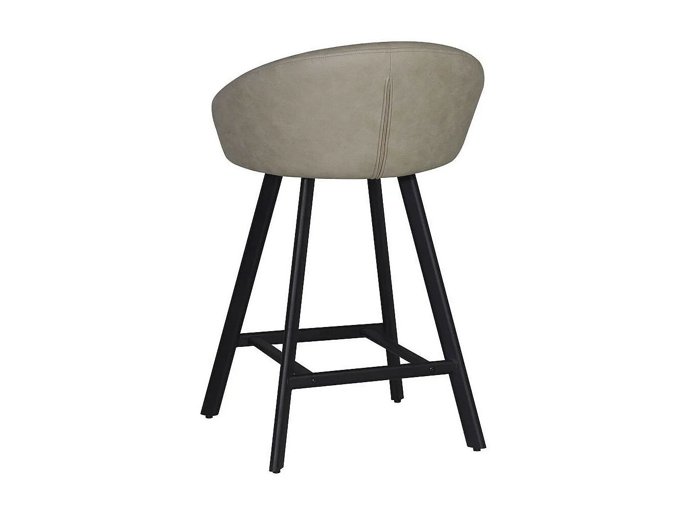 Sgabello Saki con seduta imbottita in nabuk tortora e gambe nere – Comfort compatto per ambienti moderni