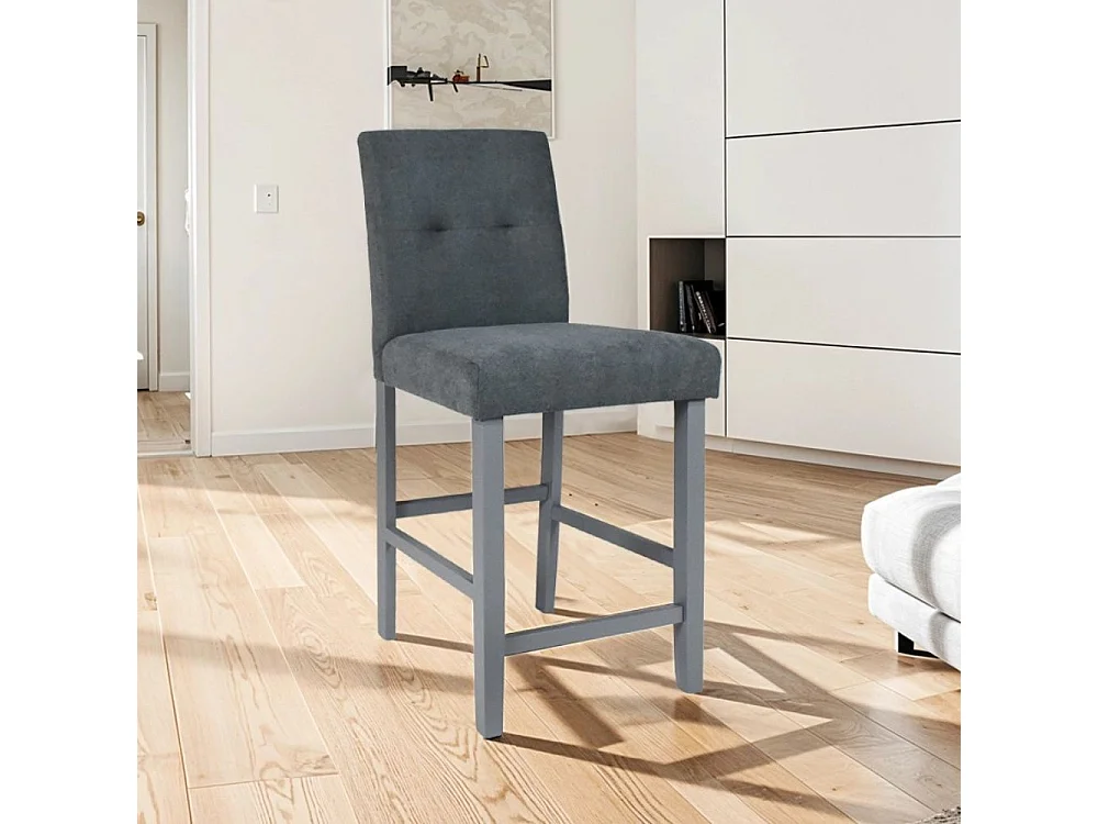 Sgabello in legno con rivestimento tessuto grigio Alex