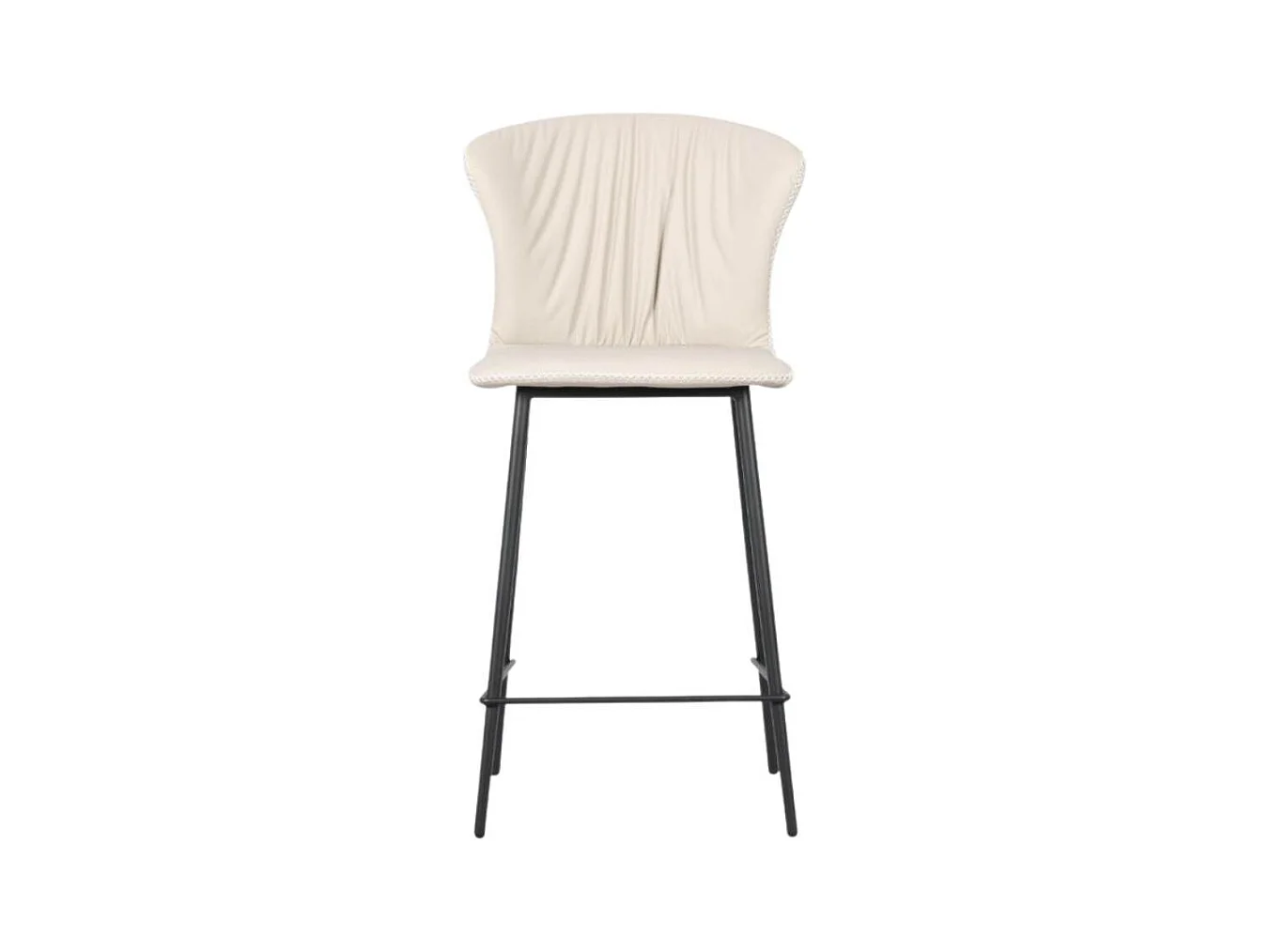 Sgabello con gambe in metallo nero e schienale avvolgente beige Core
