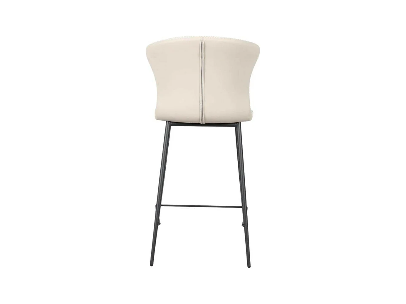 Sgabello con gambe in metallo nero e schienale avvolgente beige Core