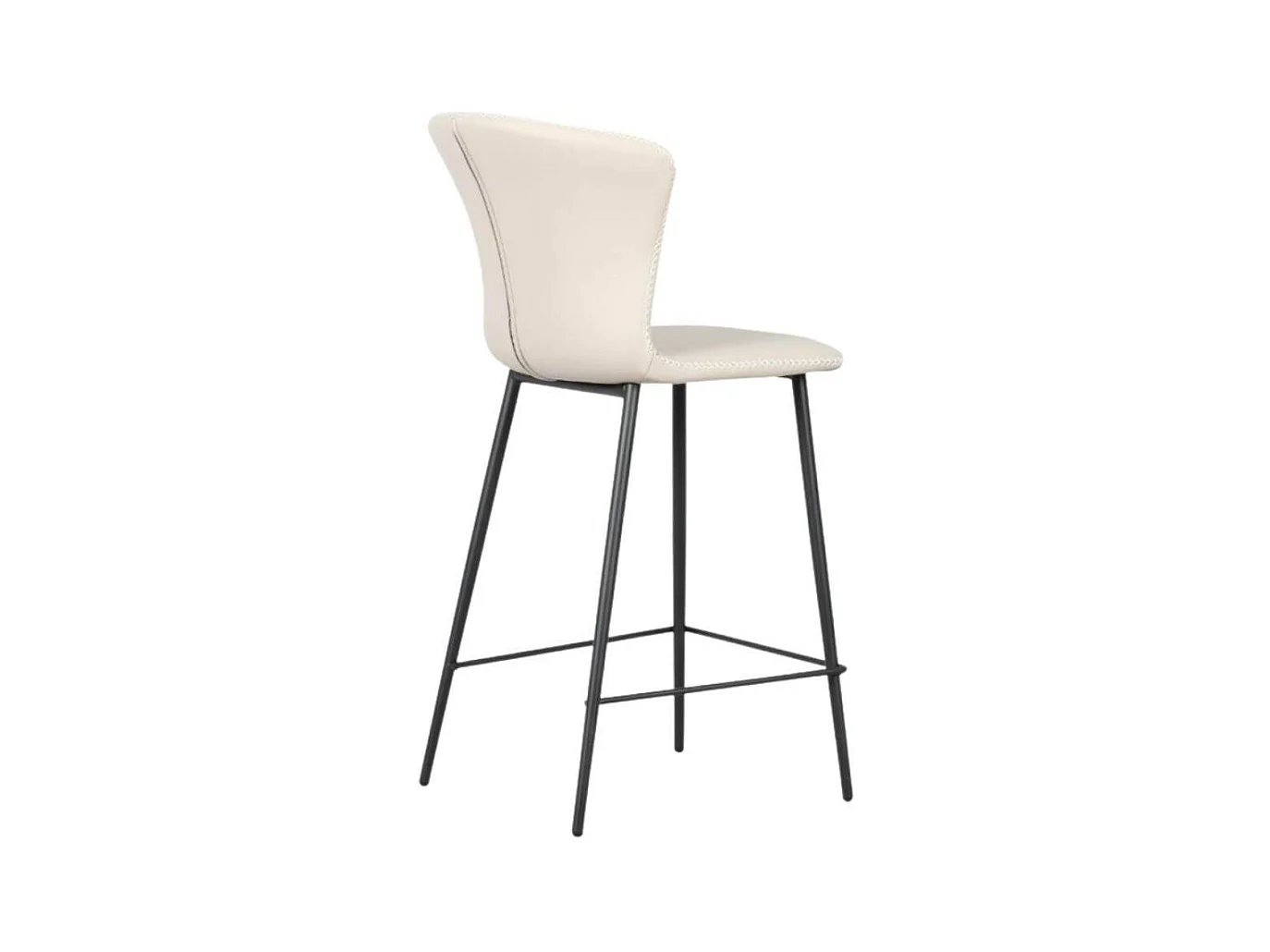 Sgabello con gambe in metallo nero e schienale avvolgente beige Core