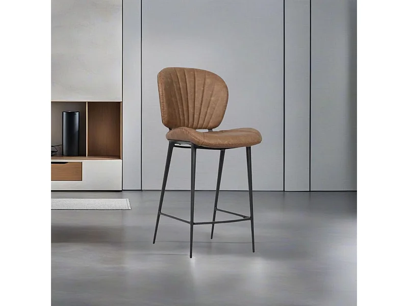 Sgabello con gambe in metallo nero colore tortora vintage Elice