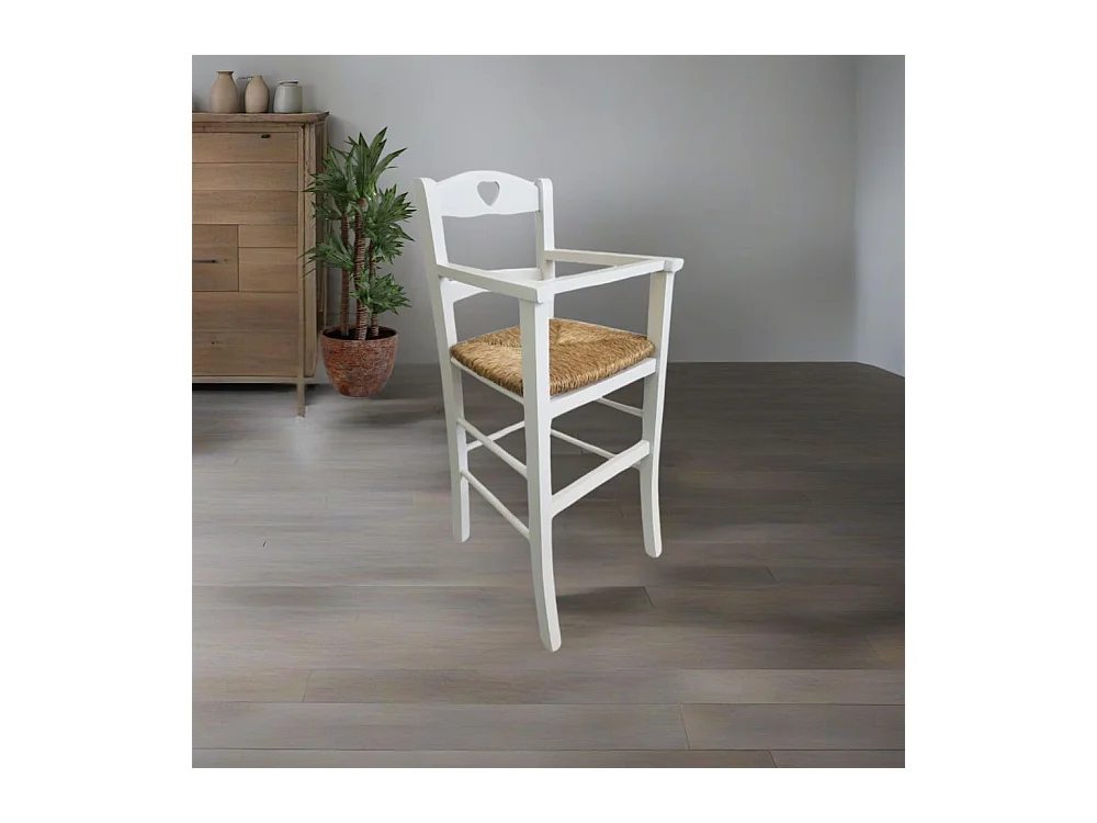 Sediolone bimbo in legno bianco e seduta paglia 708