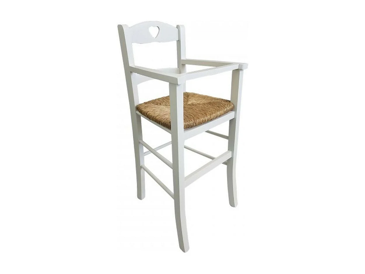 Sediolone bimbo in legno bianco e seduta paglia 708