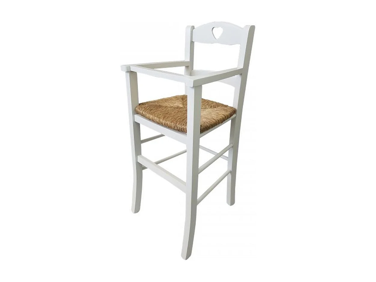 Sediolone bimbo in legno bianco e seduta paglia 708